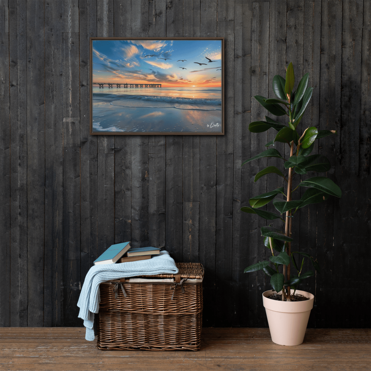 "A Day at the Pier" Framed Canvas - Qreatrz Fashion and Design LLC