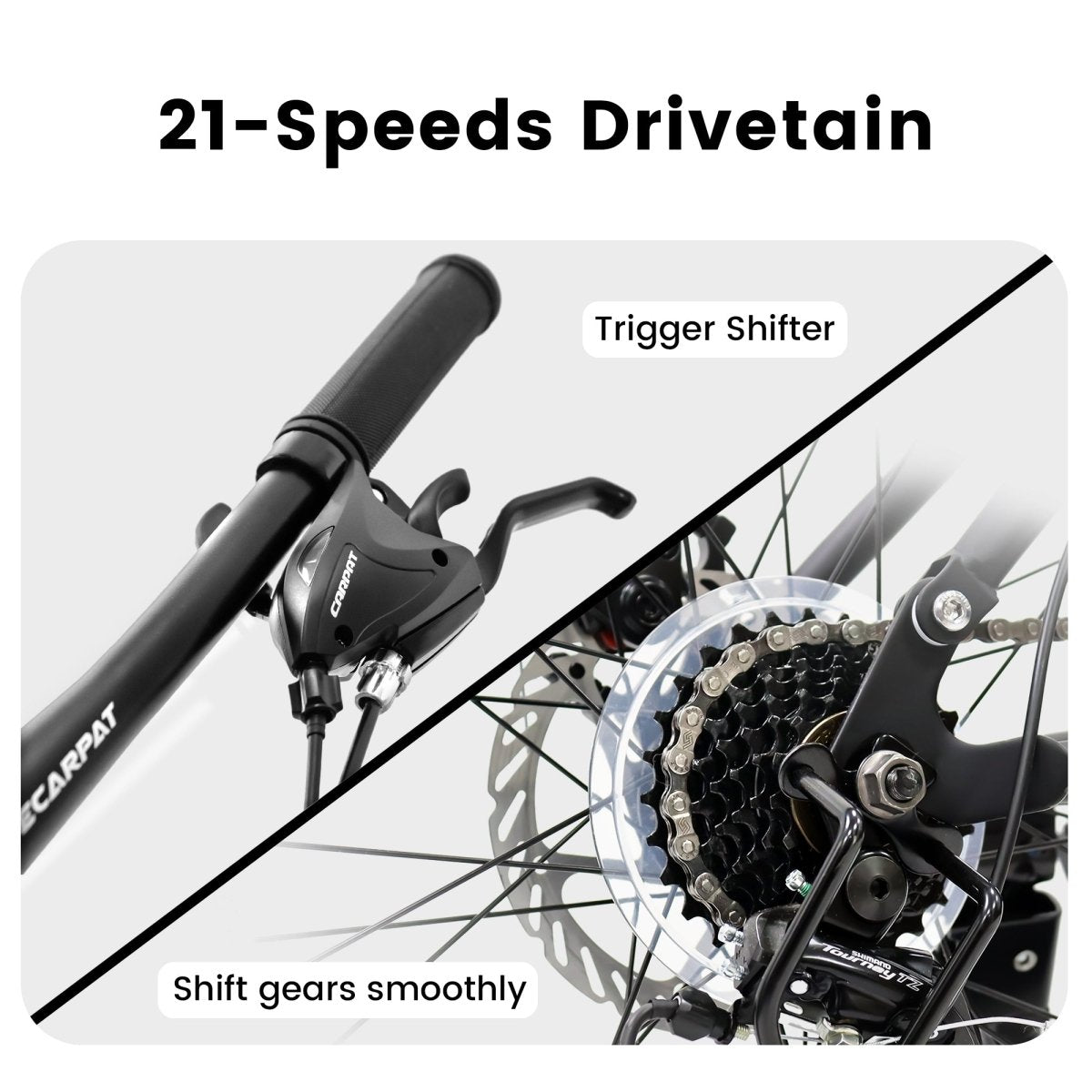 A2660 Ecarpat Mountain Bike 26 inch Wheel Carbon Steel Frame Disc Brake Thumb Shift Front Fork Rear Shock Absorber Bicycle - Qreatrz Fashion and Design LLC