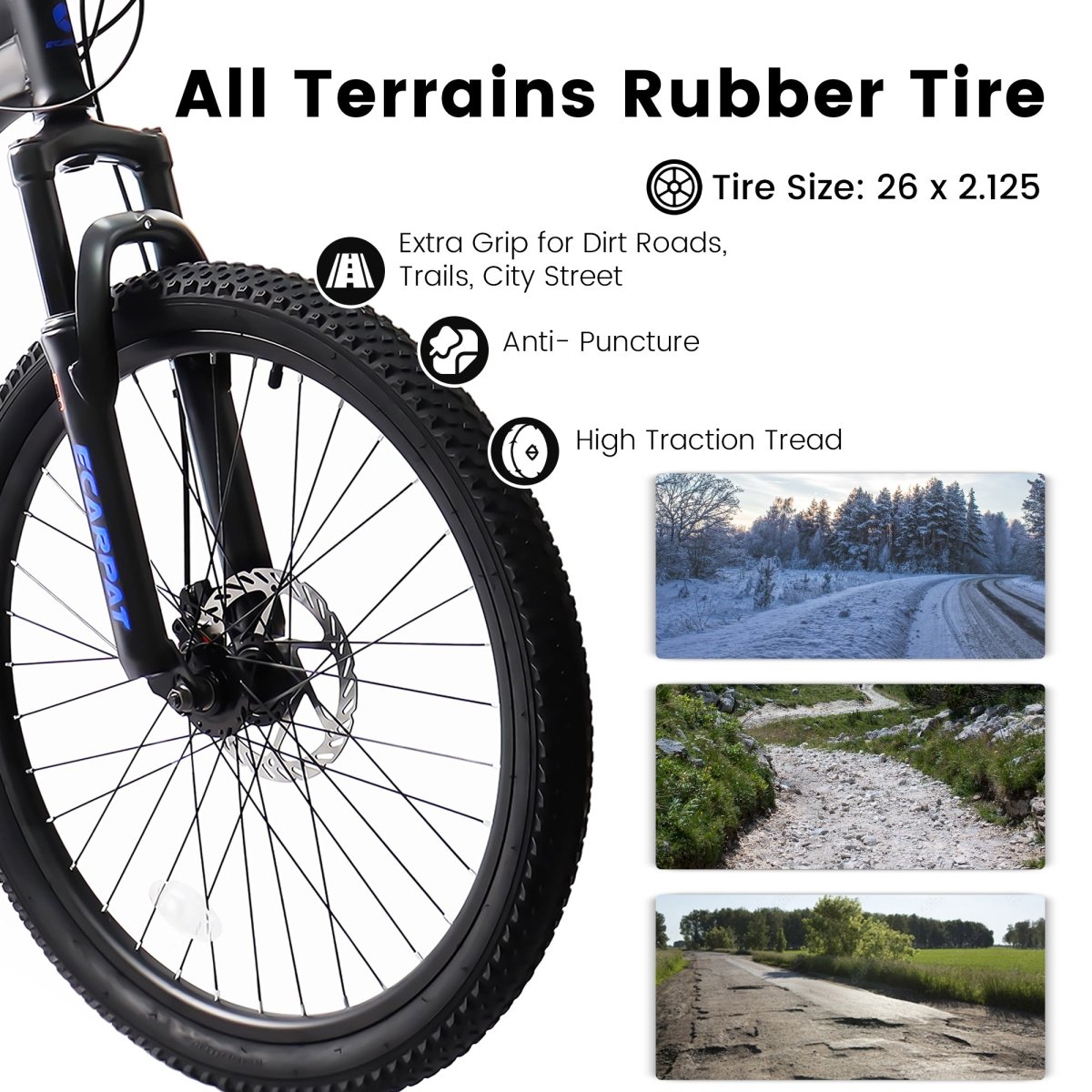 A2660 Ecarpat Mountain Bike 26 inch Wheel Carbon Steel Frame Disc Brake Thumb Shift Front Fork Rear Shock Absorber Bicycle - Qreatrz Fashion and Design LLC