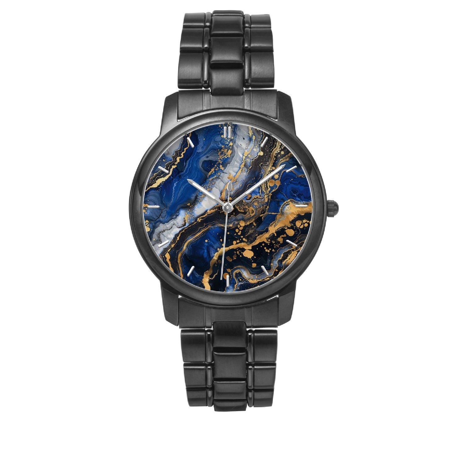 Montre à quartz en acier inoxydable à boucle déployante en marbre Royal Nights (avec indicateurs)