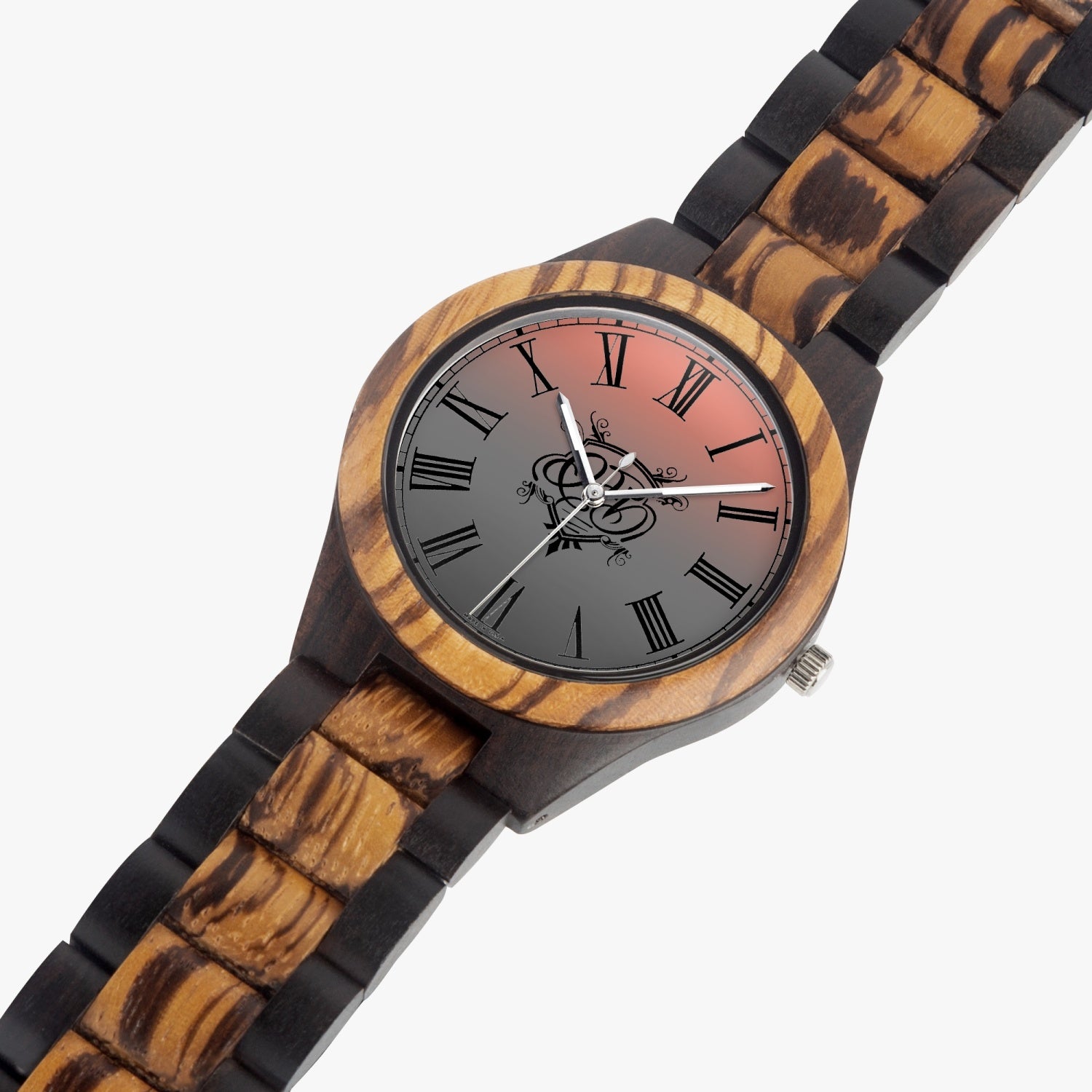 Reloj de madera de ébano con mezcla de melocotón QFD