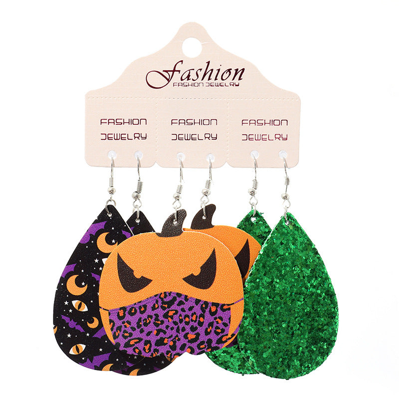 Boucles d'oreilles pendantes en forme de larme sur le thème d'Halloween