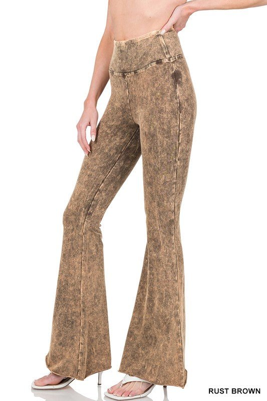 Acid Wash High Waist Raw Edge Hem Pants - Qreatrz Fashion and Design LLC