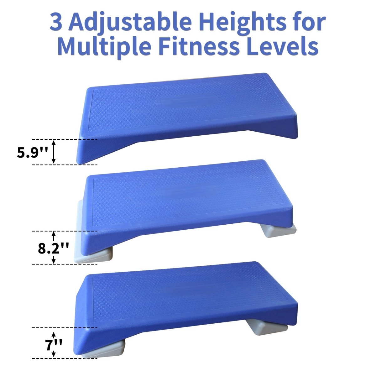 Aerobics Step Platform Height - Adjustable Fitness Equipment Stepper Trainer Exercise Step Platform Sliding Lifting Pad Blue - Qreatrz Fashion and Design LLC