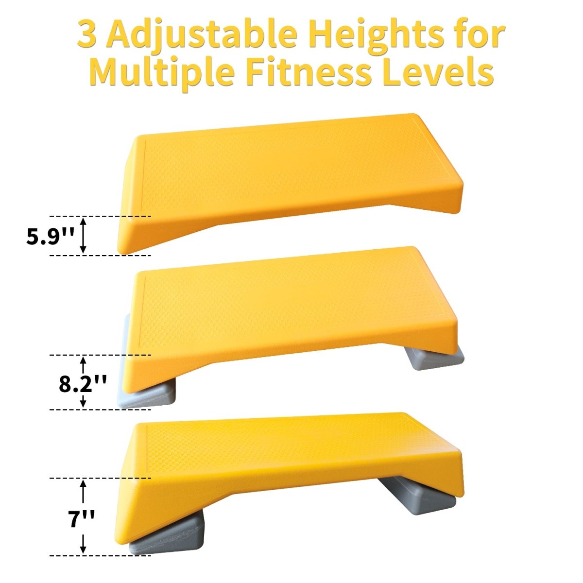 Aerobics Step Platform Height - Adjustable Fitness Equipment Stepper Trainer Exercise Step Platform Sliding Lifting Pad Yellow - Qreatrz Fashion and Design LLC