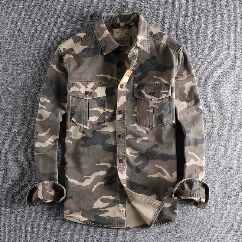 Chemise à manches longues délavée camouflage American Tooling pour hommes