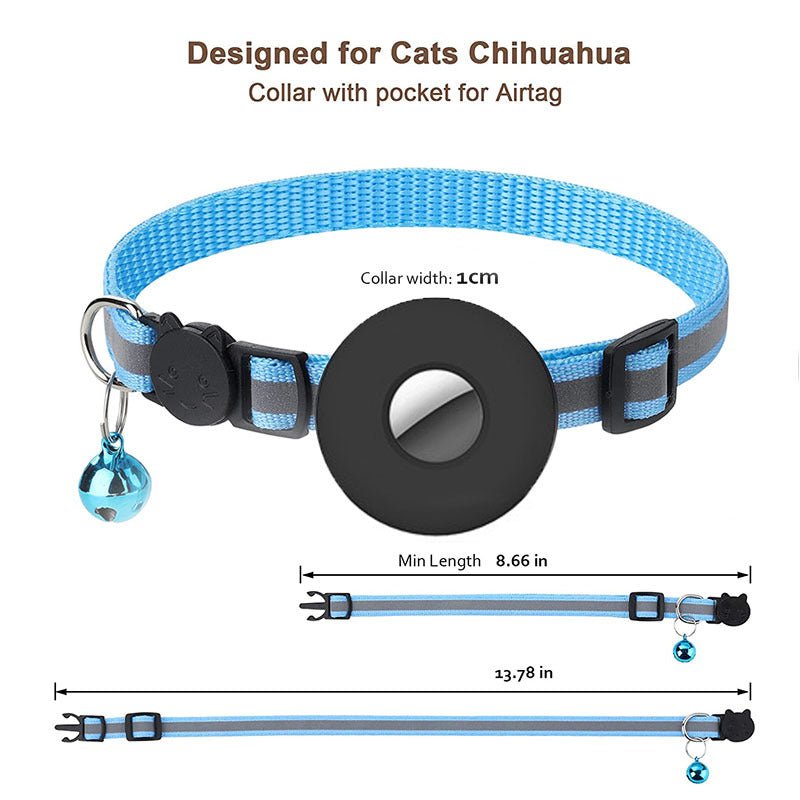 Airtag Cat Collar Airtag Pet Collar With Bell Airtag Reflective Collar - Qreatrz Fashion and Design LLC