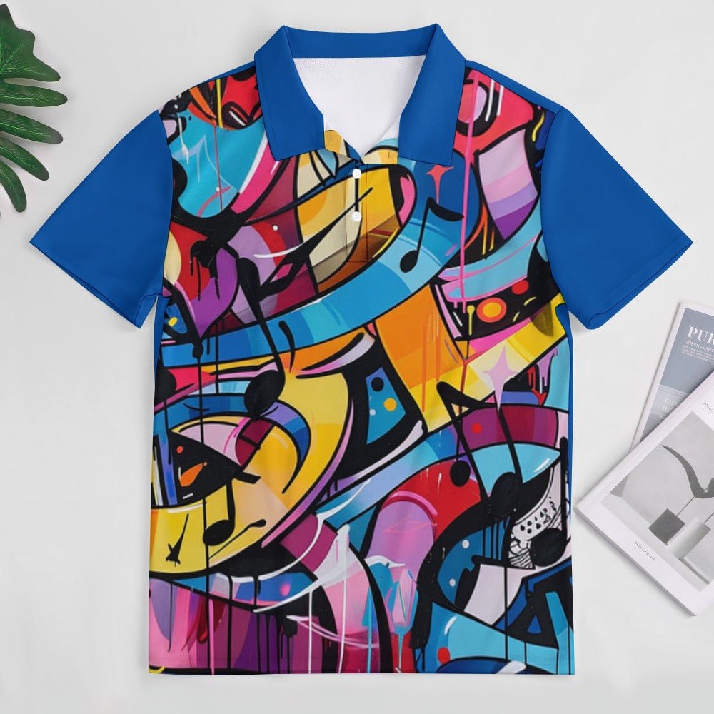 All That Jazz Multi Print Button Up POLO Straight Shirt - Qreatrz Fashion and Design LLC