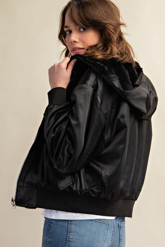 CHAQUETA BOMBER REVERSIBLE CON FORRO DE PELO PARA TODO CLIMA