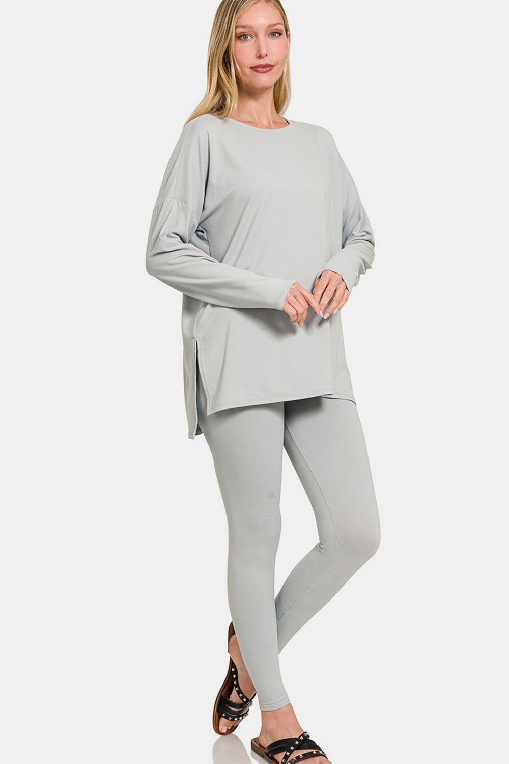 Ensemble de détente Zenana avec haut et leggings en microfibre brossée