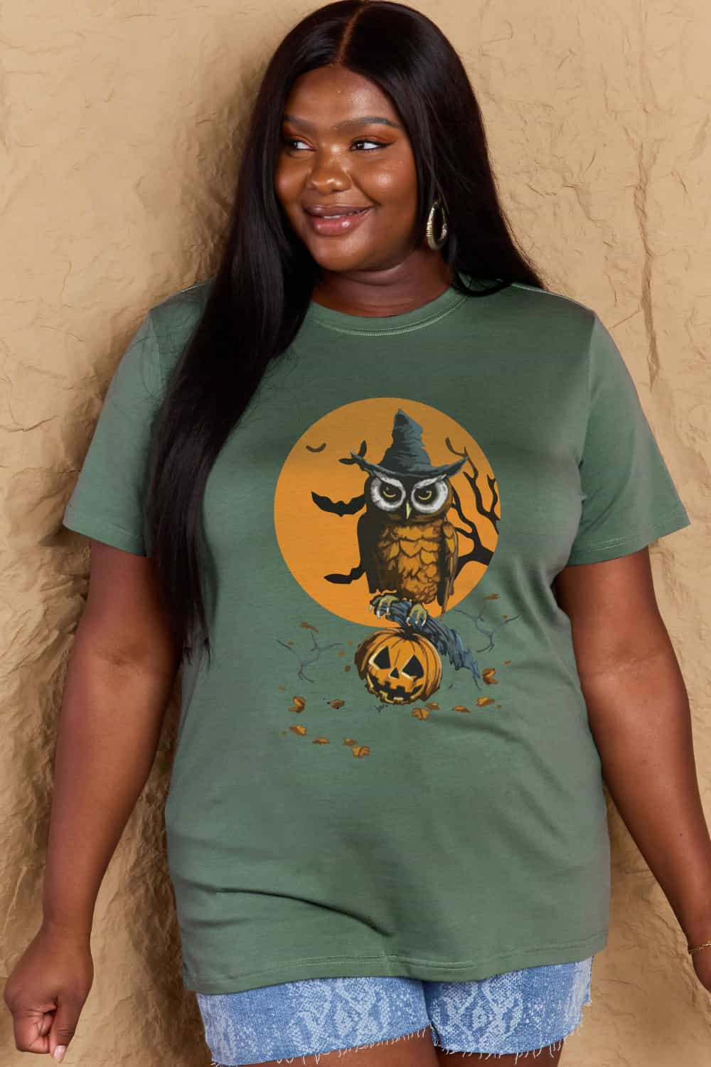 Camiseta de algodón estampada con temática de Halloween en tamaño completo "Simplemente amor"