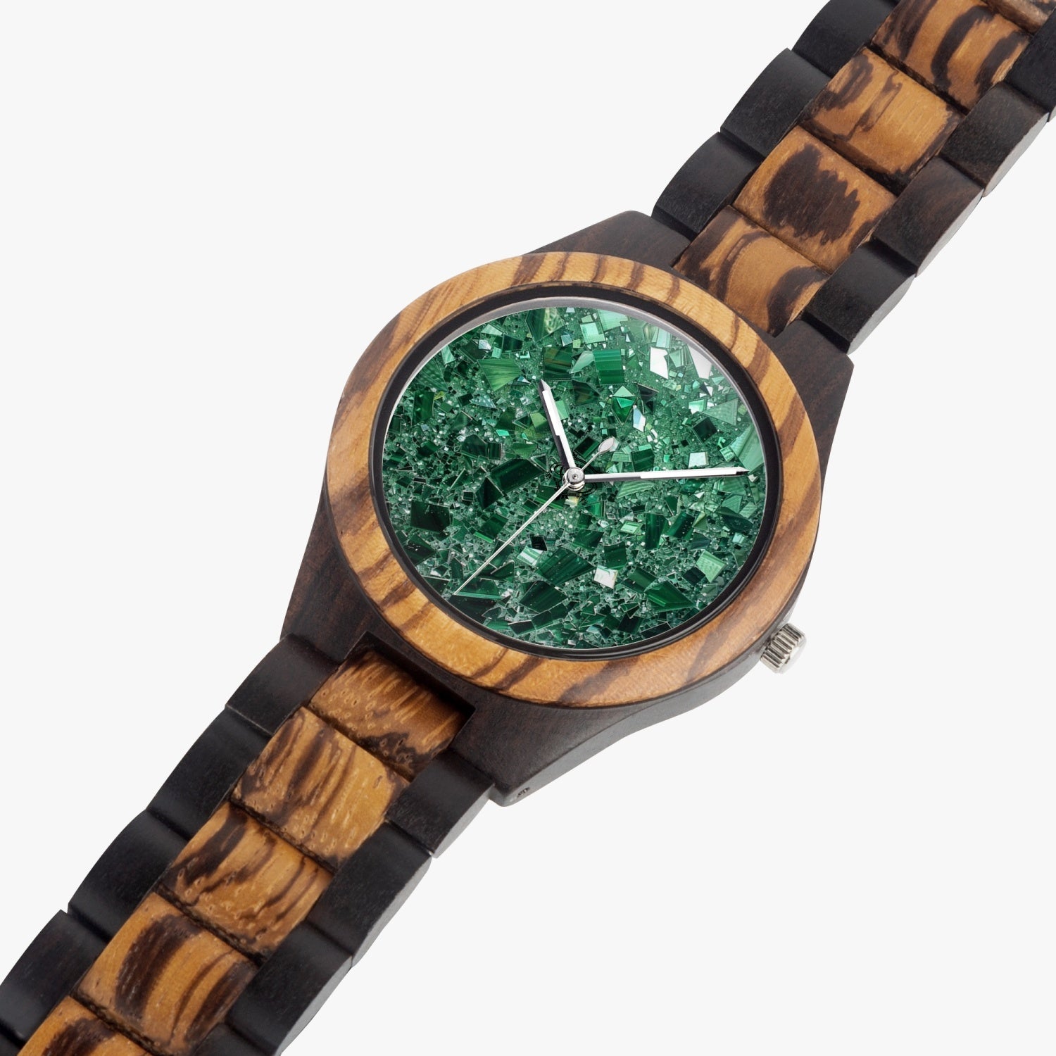 Reloj de madera de ébano indio Fields of Emerald