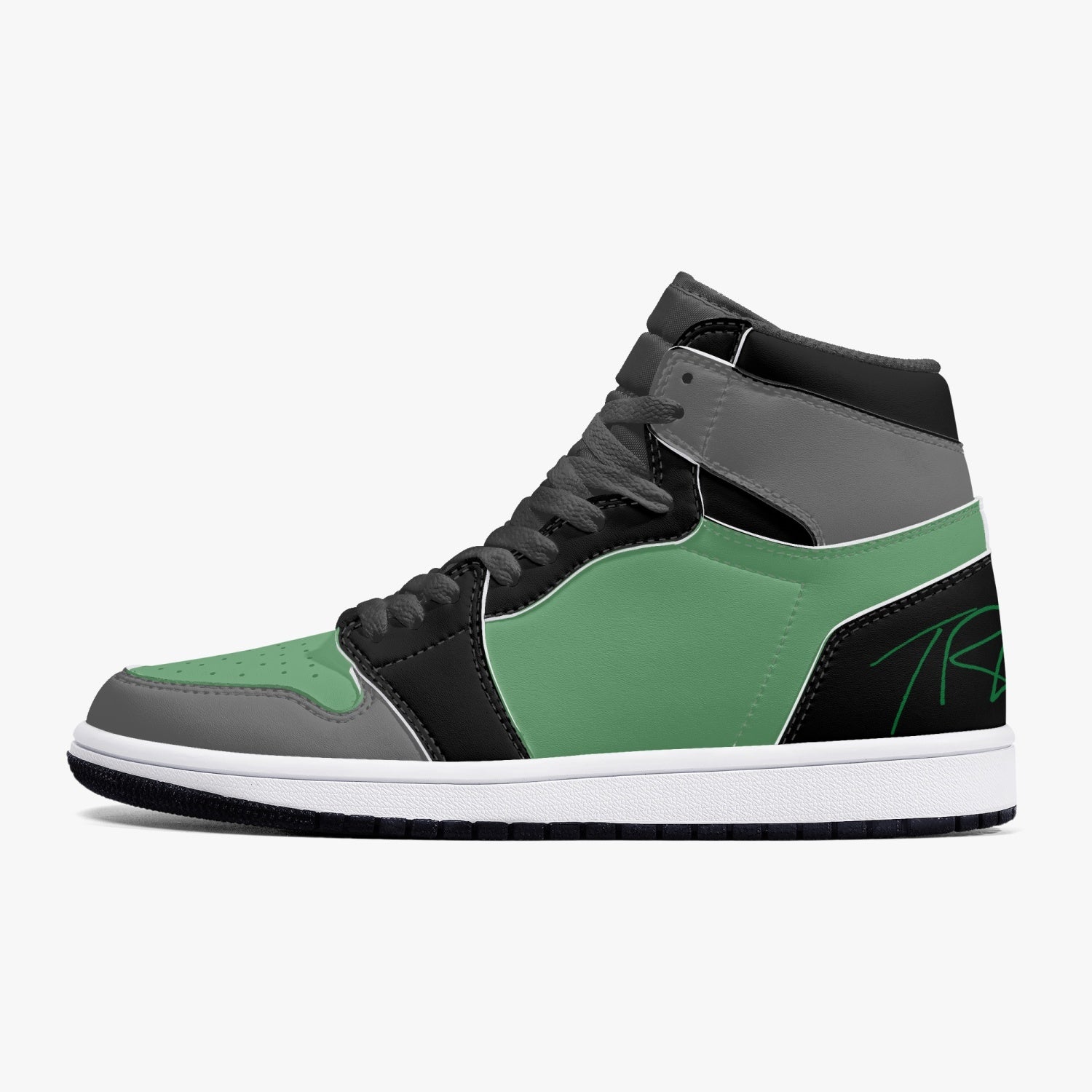 Baskets montantes en cuir noir et vert TREADZ neuves 