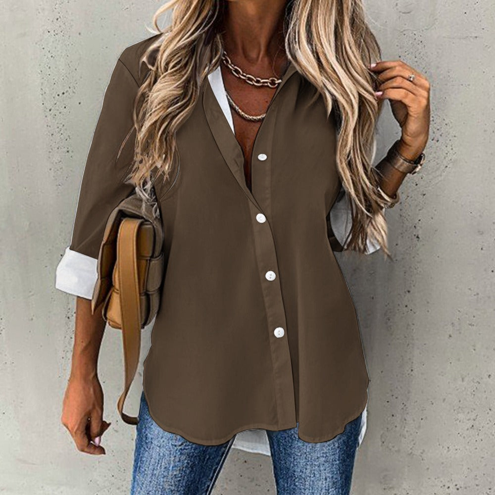 Qreatrz Cropped Hem Shirt