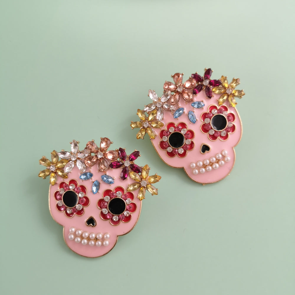 Skull Rhinestone Alloy Earrings