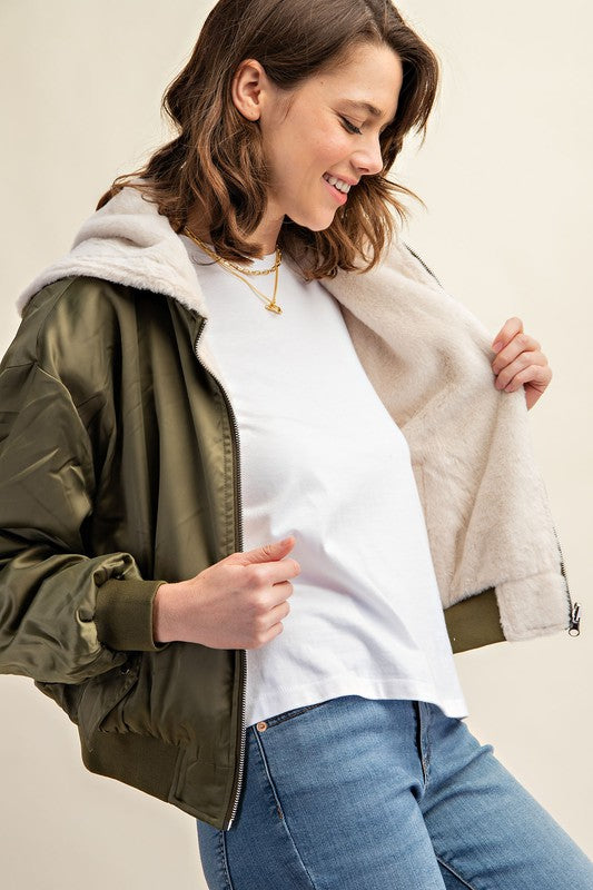 CHAQUETA BOMBER REVERSIBLE CON FORRO DE PELO PARA TODO CLIMA