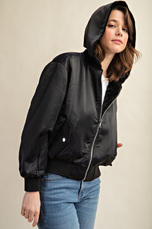 CHAQUETA BOMBER REVERSIBLE CON FORRO DE PELO PARA TODO CLIMA