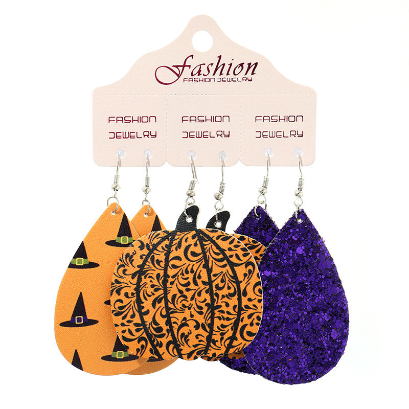 Boucles d'oreilles pendantes en forme de larme sur le thème d'Halloween