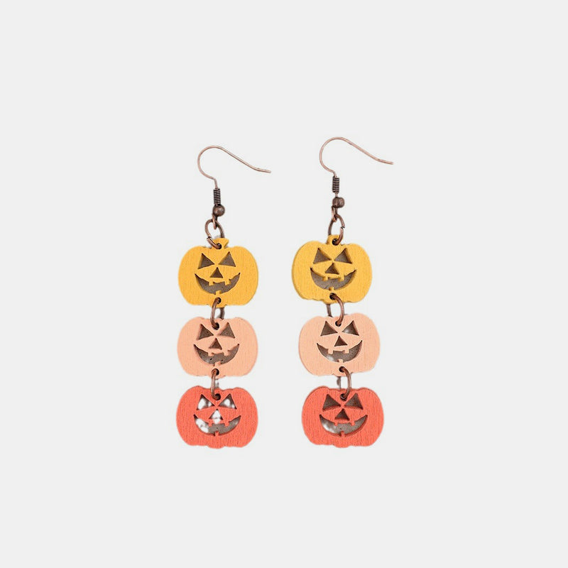 Boucles d'oreilles citrouilles contrastées en bois