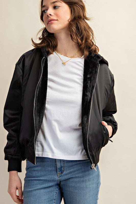 CHAQUETA BOMBER REVERSIBLE CON FORRO DE PELO PARA TODO CLIMA