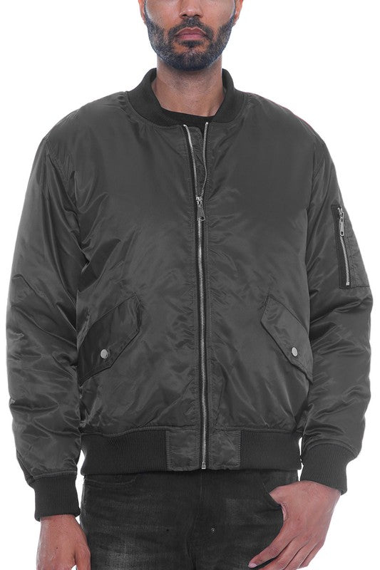 Weiv Mens Solid Padded Bomber Jacket