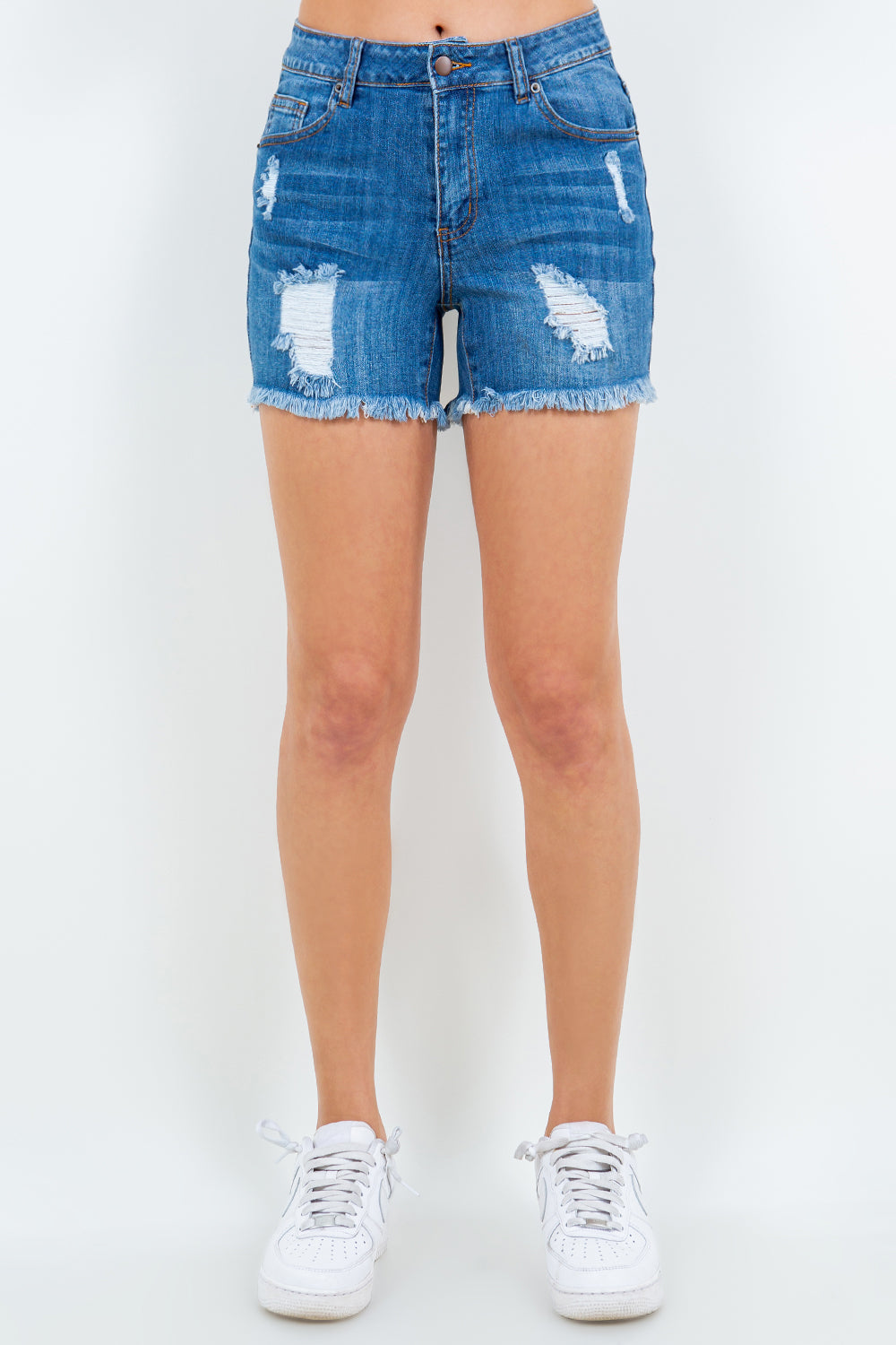 Short en jean effiloché taille haute American Bazi