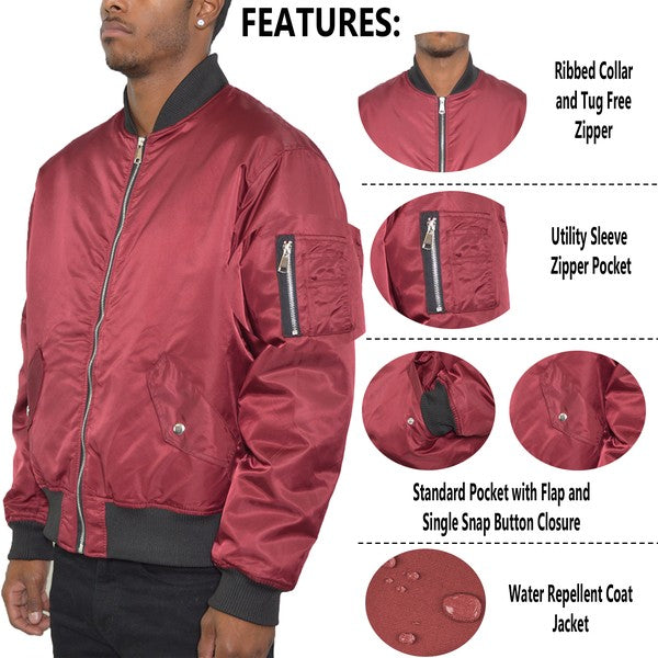 Weiv Mens Solid Padded Bomber Jacket