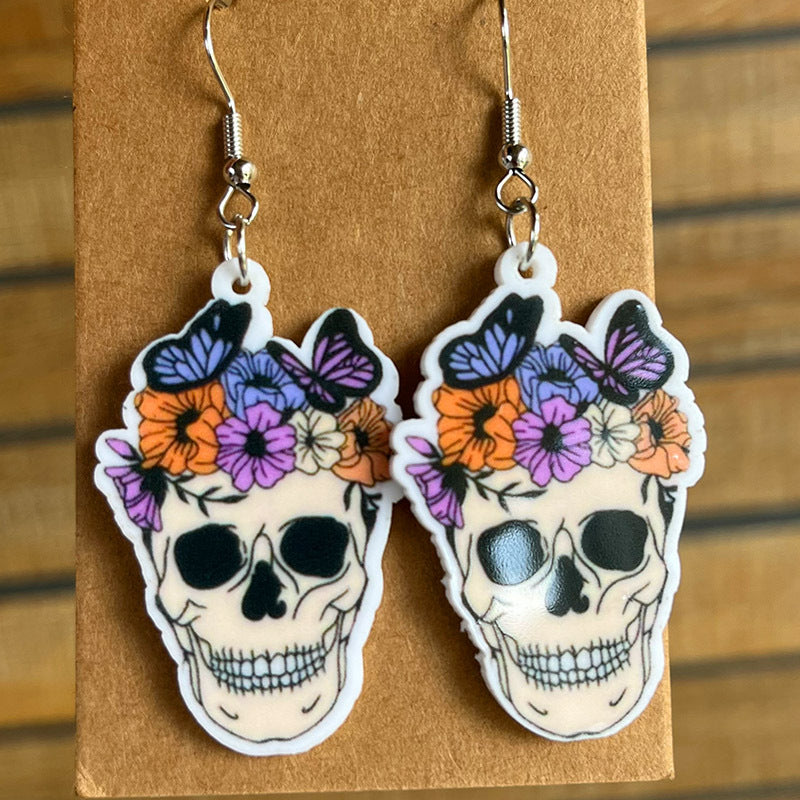 Boucles d'oreilles pendantes en acrylique sur le thème d'Halloween