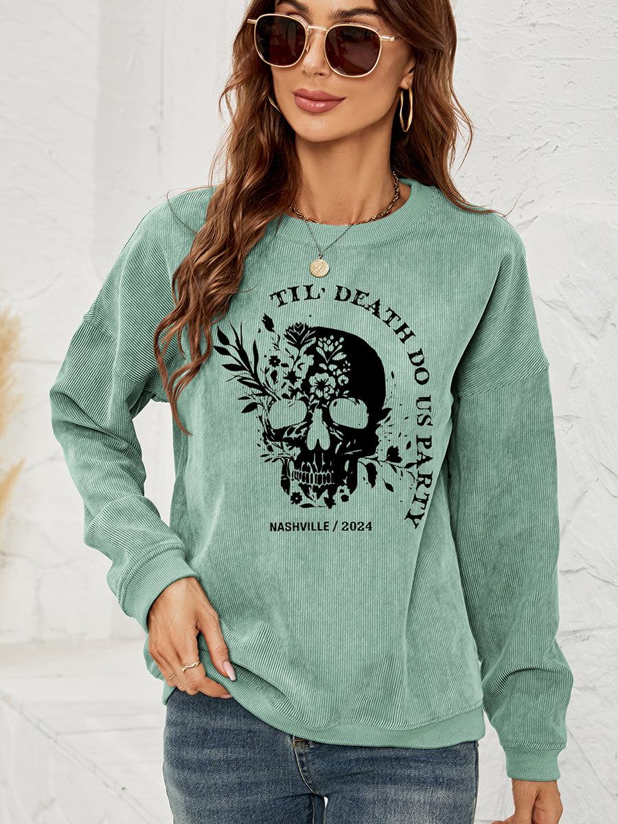 Sweat-shirt à épaules tombantes avec motif tête de mort