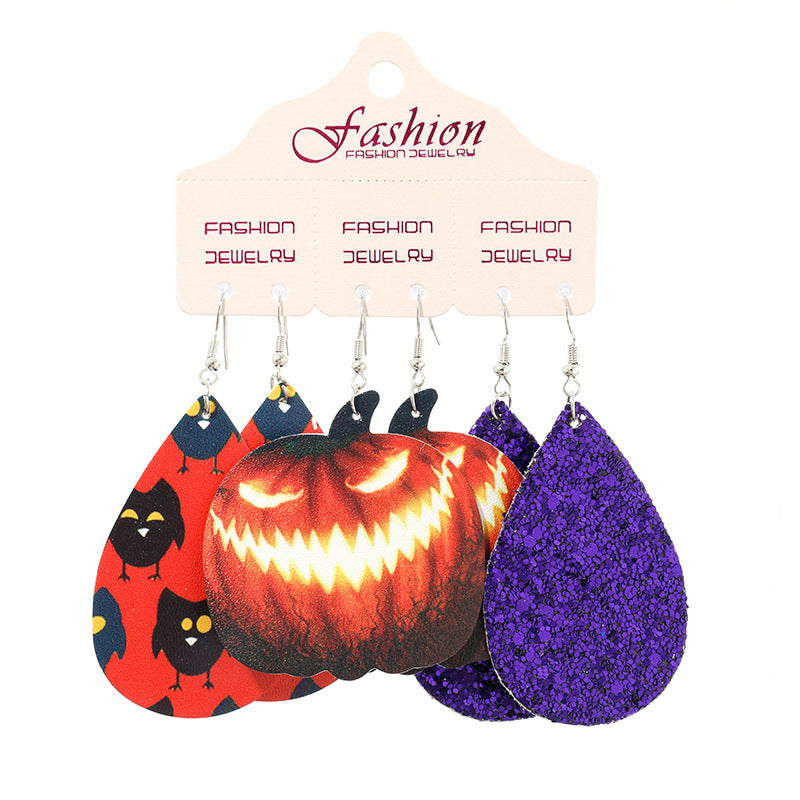 Boucles d'oreilles pendantes en forme de larme sur le thème d'Halloween