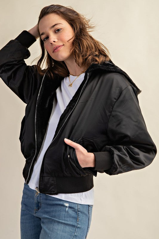 CHAQUETA BOMBER REVERSIBLE CON FORRO DE PELO PARA TODO CLIMA