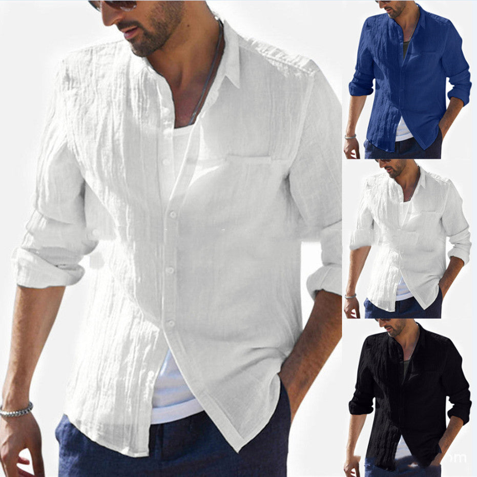 Chemise à manches longues en coton pour homme