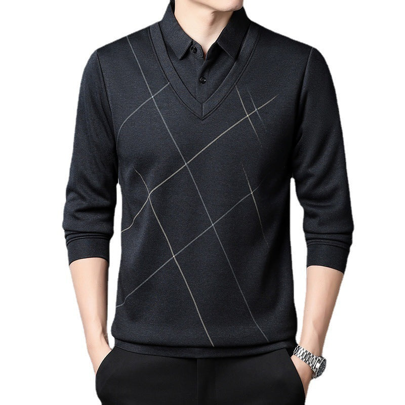 Men'sSpring And Autumn Long Sleeve Two Pieces T-shirt