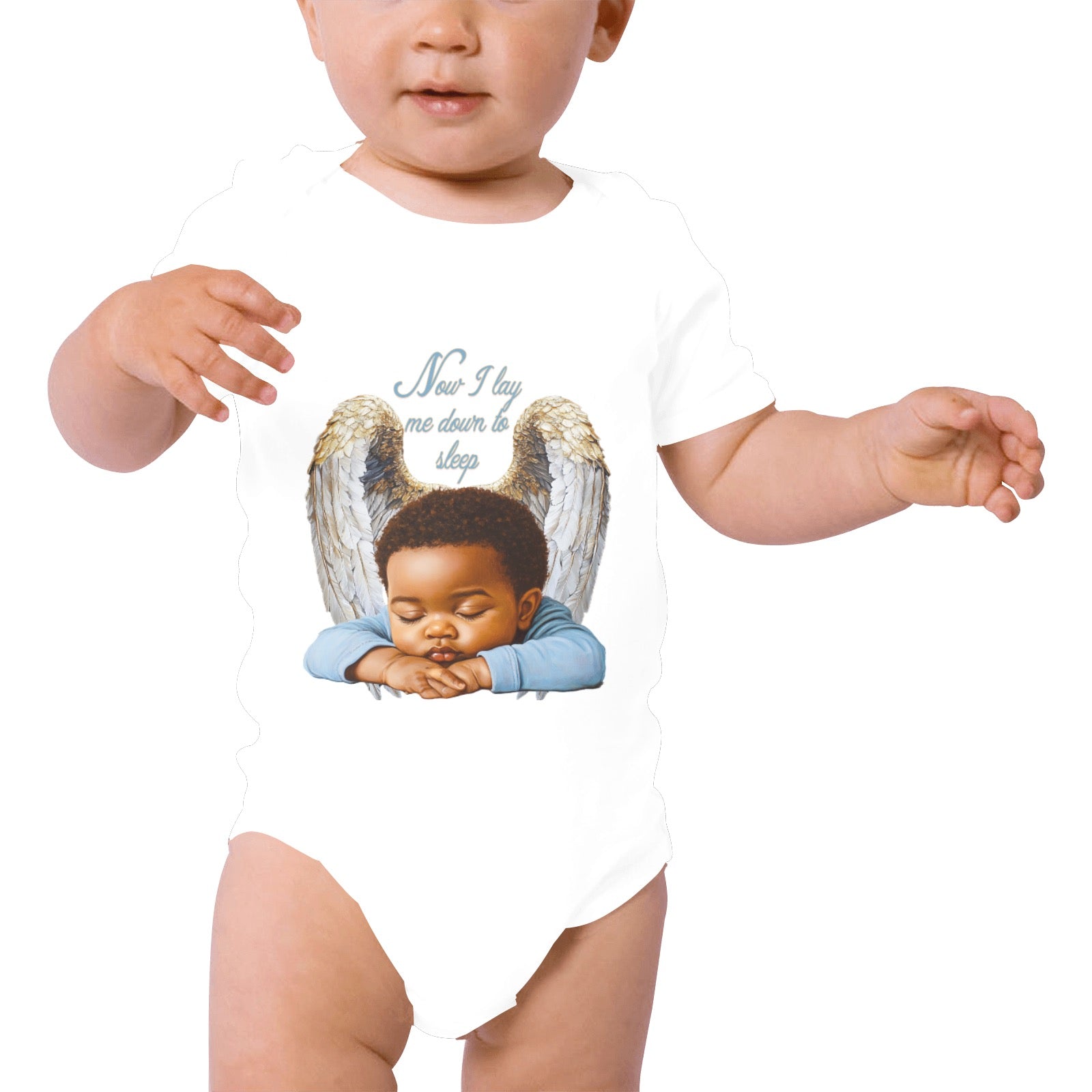 Now I Lay Me Down To Sleep Baby Powder Organic Short Sleeve Onesie for Boy