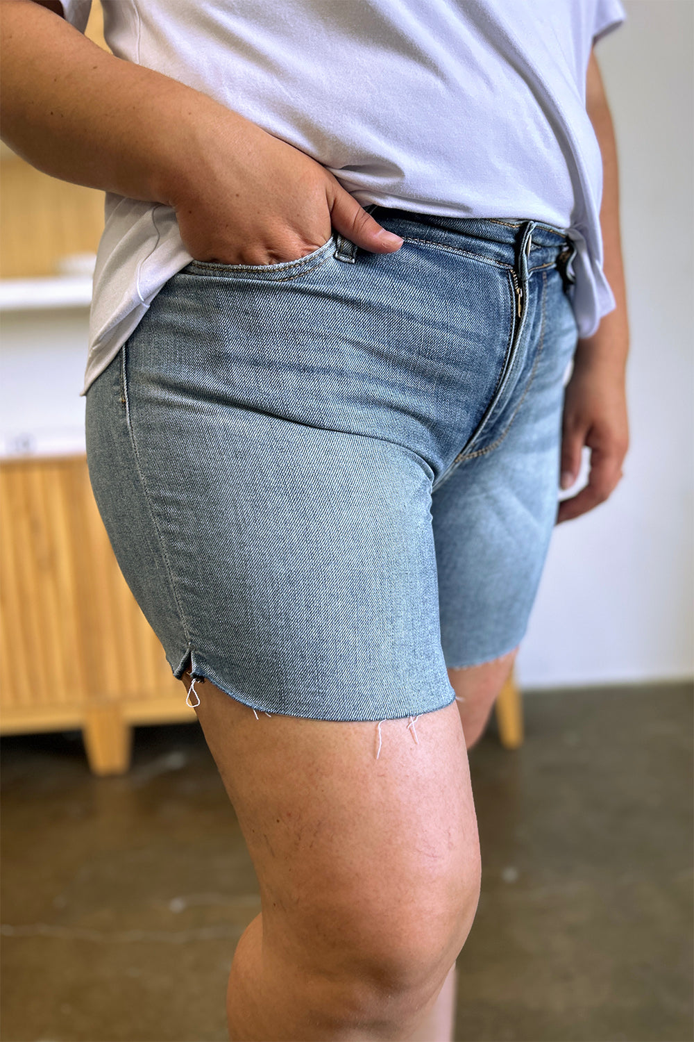 Short en jean taille haute à ourlet brut Judy Blue