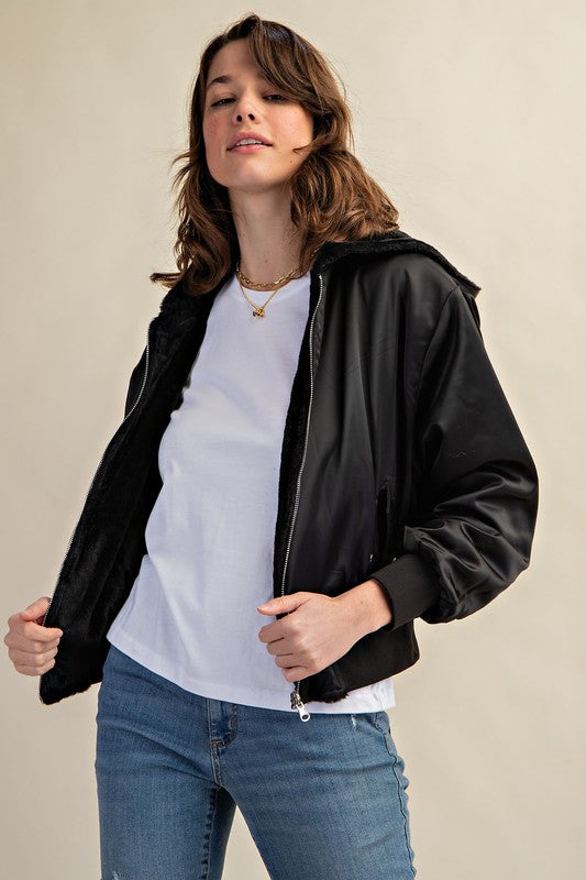 CHAQUETA BOMBER REVERSIBLE CON FORRO DE PELO PARA TODO CLIMA