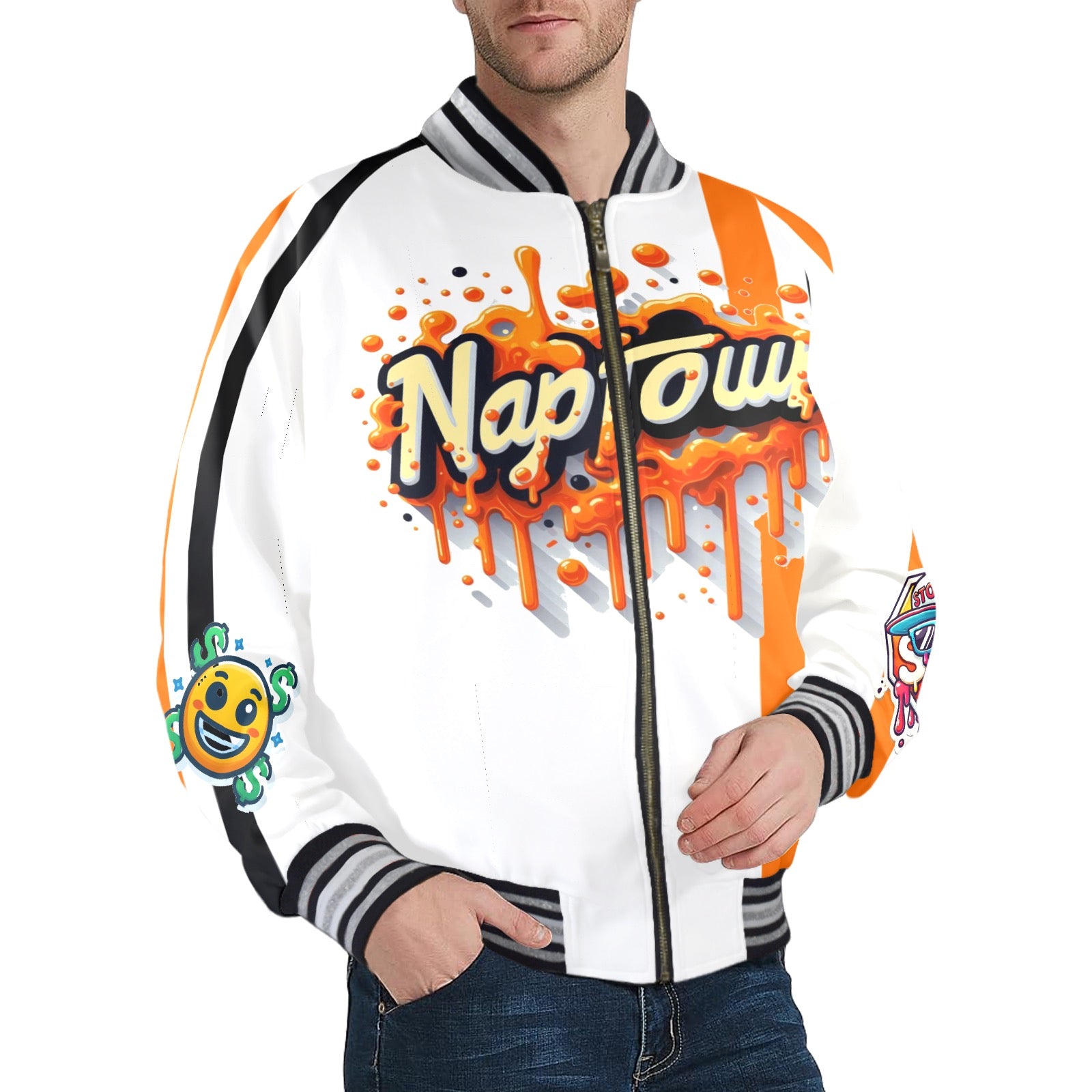 Naptown Men's Striped Trim Bomber Jacket