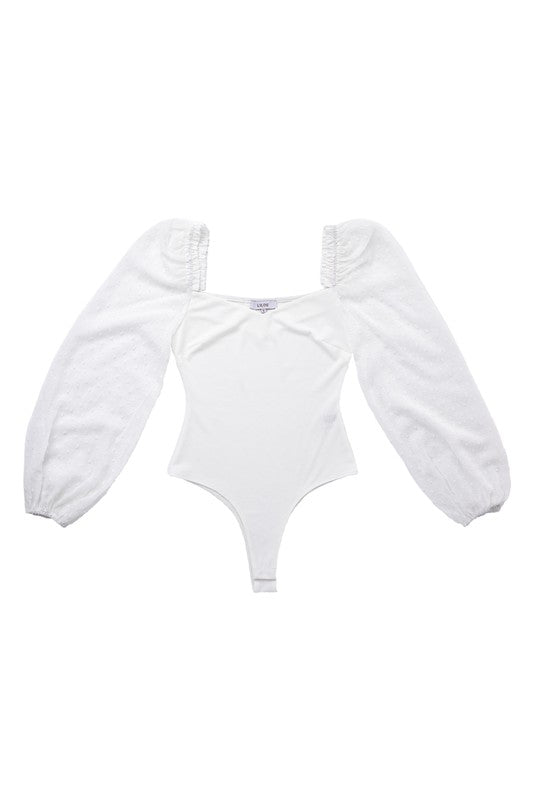 LS shirring sleeve bodysuit