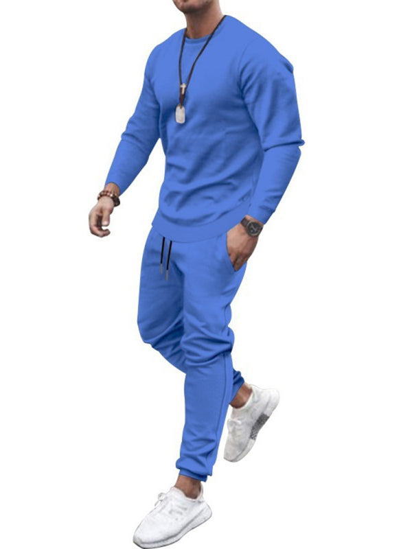 Long-sleeved casual suit men's solid color trendy sports suit