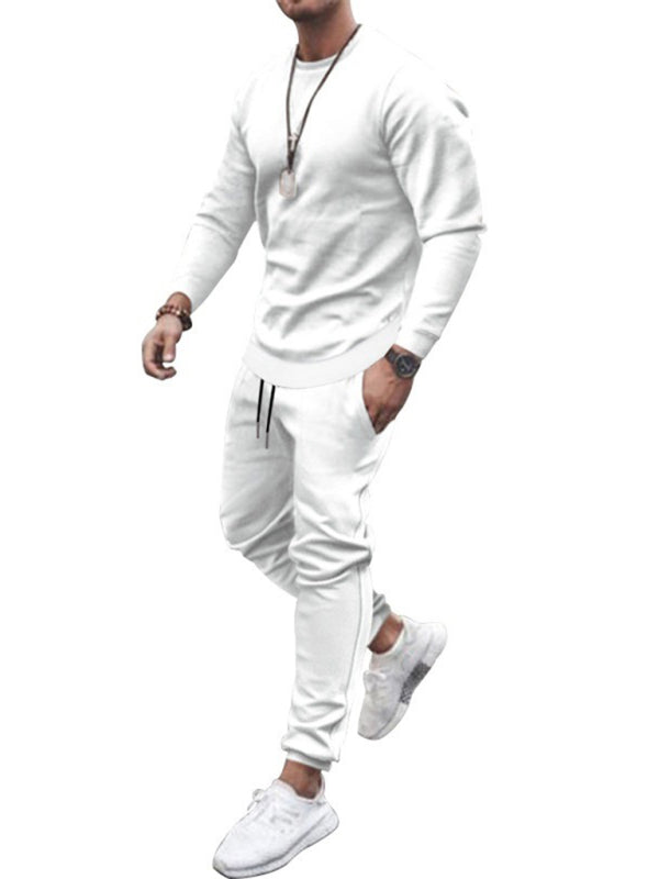 Long-sleeved casual suit men's solid color trendy sports suit