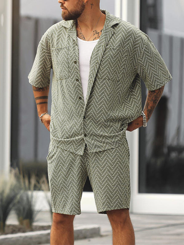 Ensemble chemise à manches courtes et short imprimé pour homme, tenue décontractée pour les vacances 