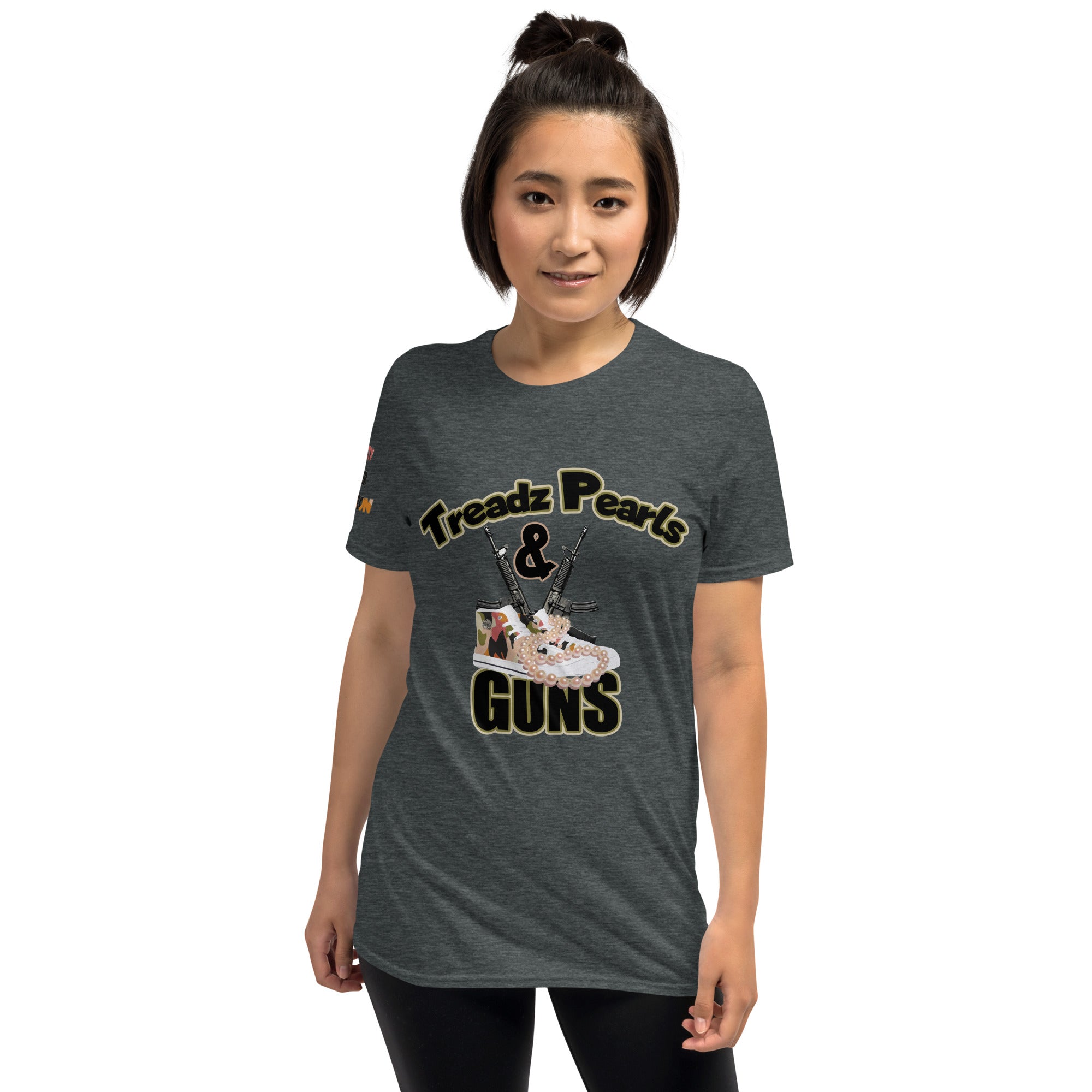 UNITY OVER DIVISION TREADZ PEARLS AND GUNS SAY IT TO MY FACE Short-Sleeve Unisex T-Shirt