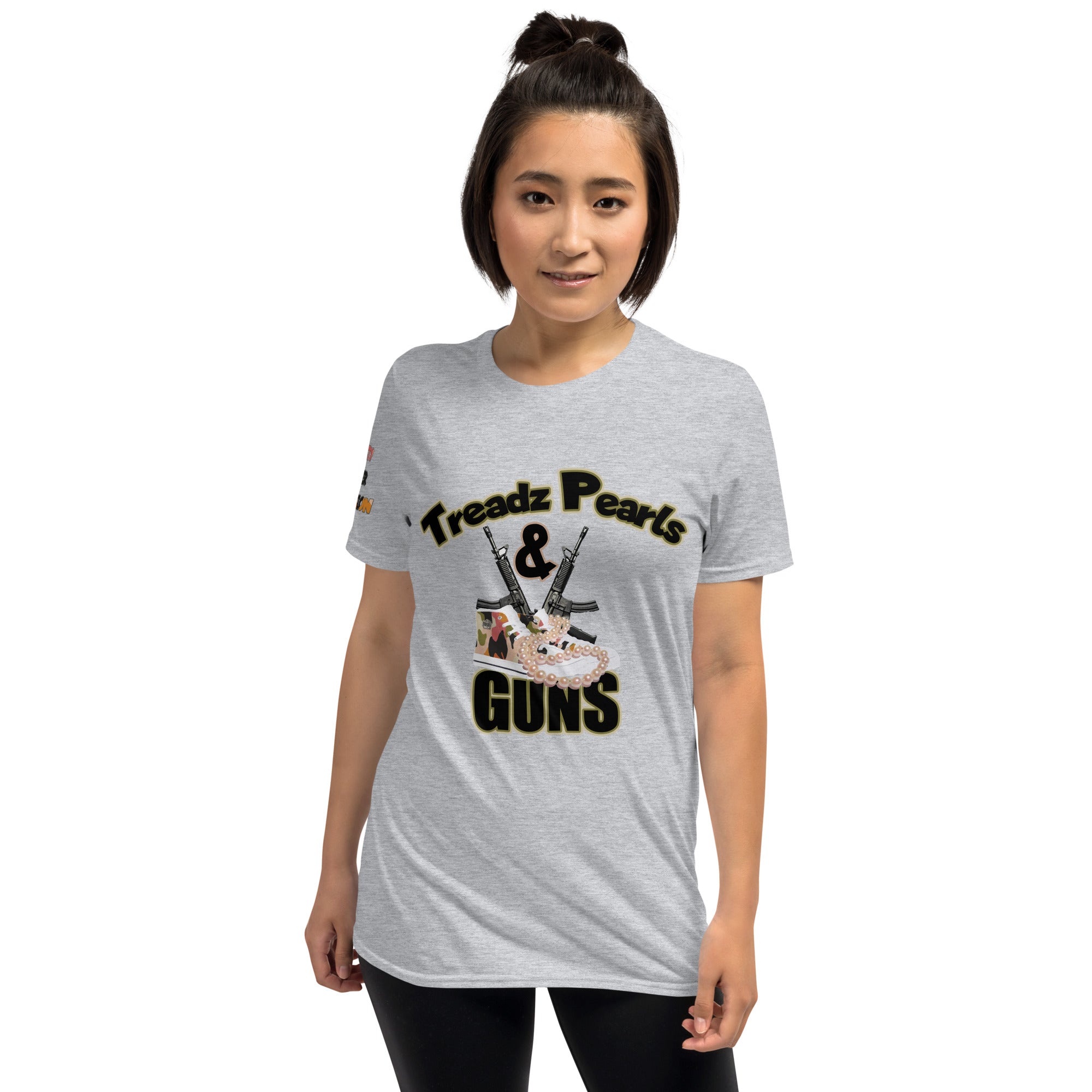 UNITY OVER DIVISION TREADZ PEARLS AND GUNS SAY IT TO MY FACE Short-Sleeve Unisex T-Shirt