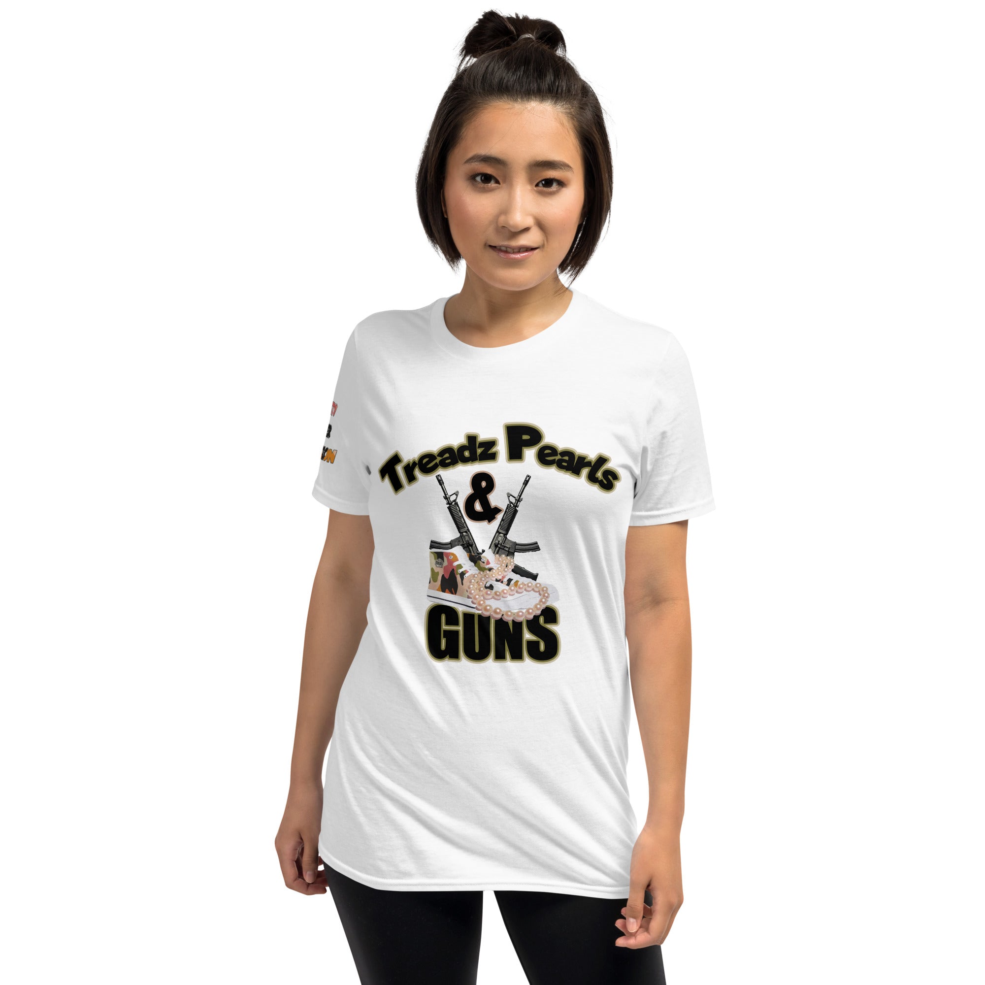 UNITY OVER DIVISION TREADZ PEARLS AND GUNS SAY IT TO MY FACE Short-Sleeve Unisex T-Shirt