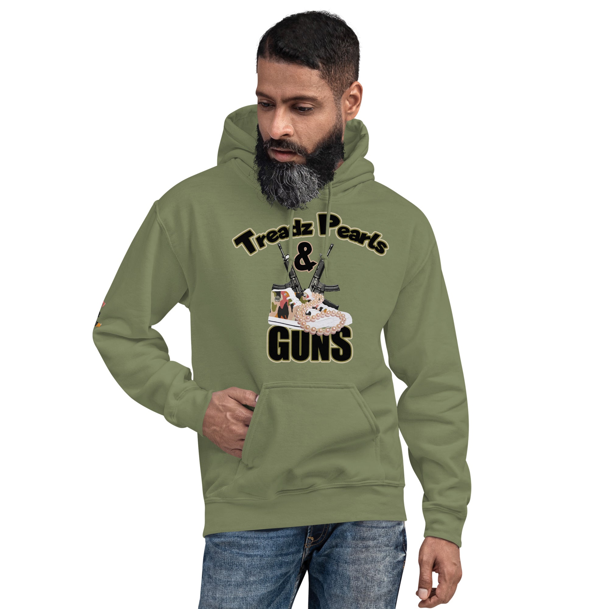 UNITY OVER DIVISION TREADZ PEARLS AND GUNS SAY IT TO MY FACE Unisex Hoodie