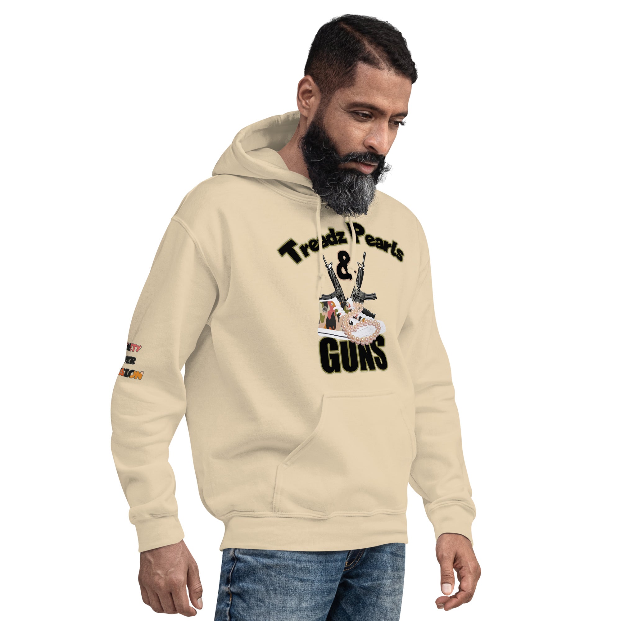 UNITY OVER DIVISION TREADZ PEARLS AND GUNS SAY IT TO MY FACE Unisex Hoodie