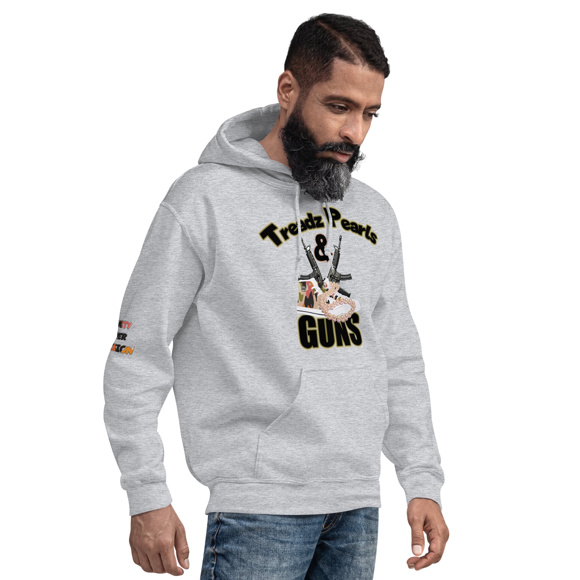 UNITY OVER DIVISION TREADZ PEARLS AND GUNS SAY IT TO MY FACE Unisex Hoodie