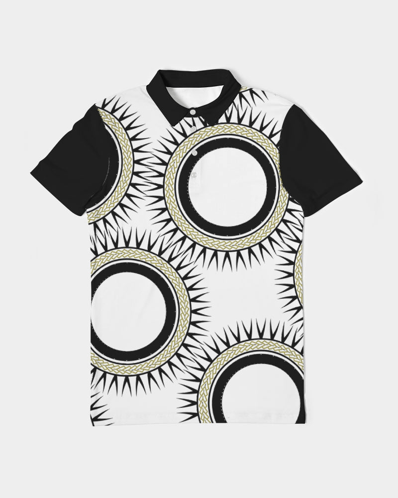 Polo de manga corta ajustado con estampado circular para hombre 