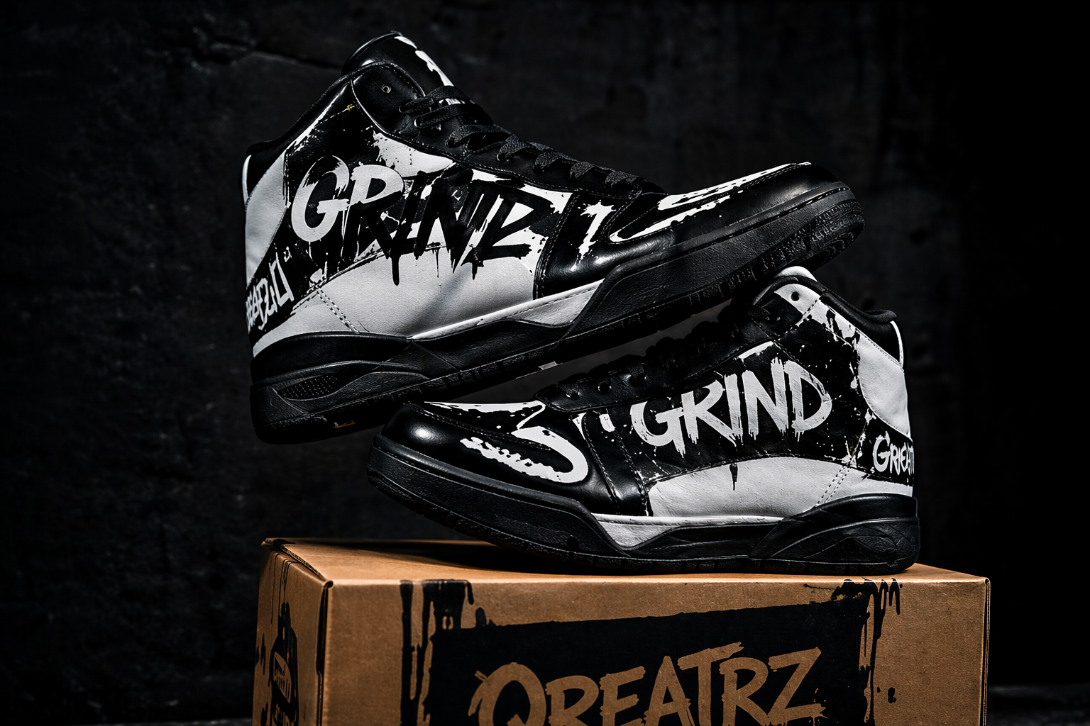 model wearing graffiti treadz sneakers