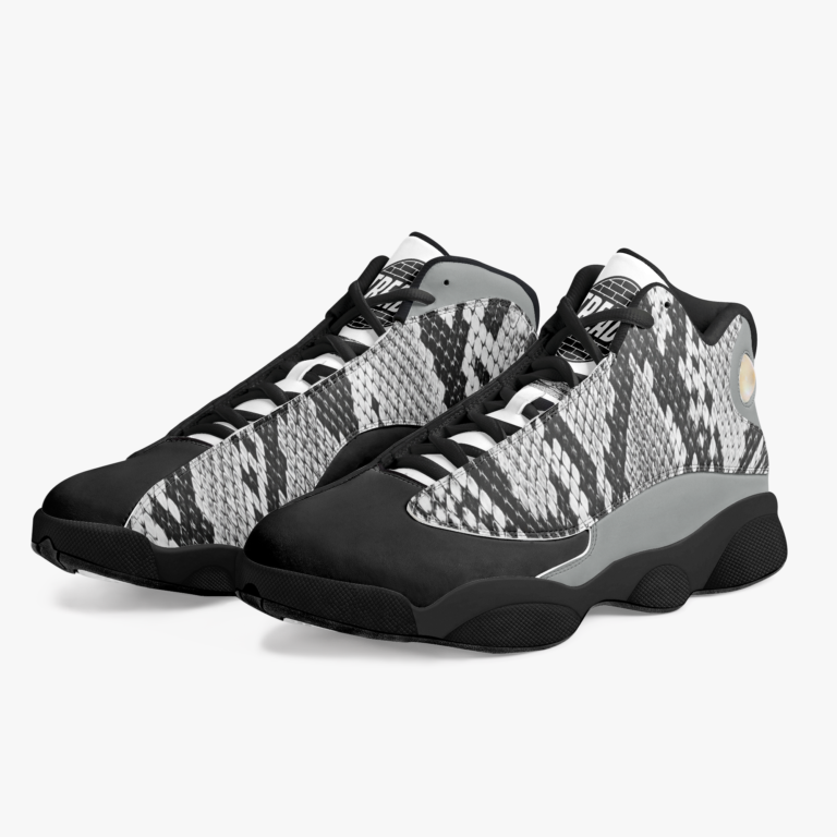 TREADZ Viper black sole sneakers with black gray and white snakeskin